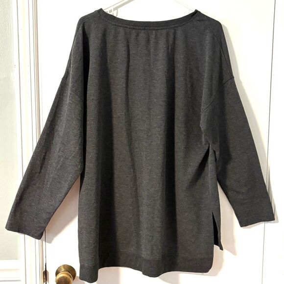 Rae Dunn XOXO charcoal color hi lo soft sweatshirt tunic XL - Picture 5 of 9